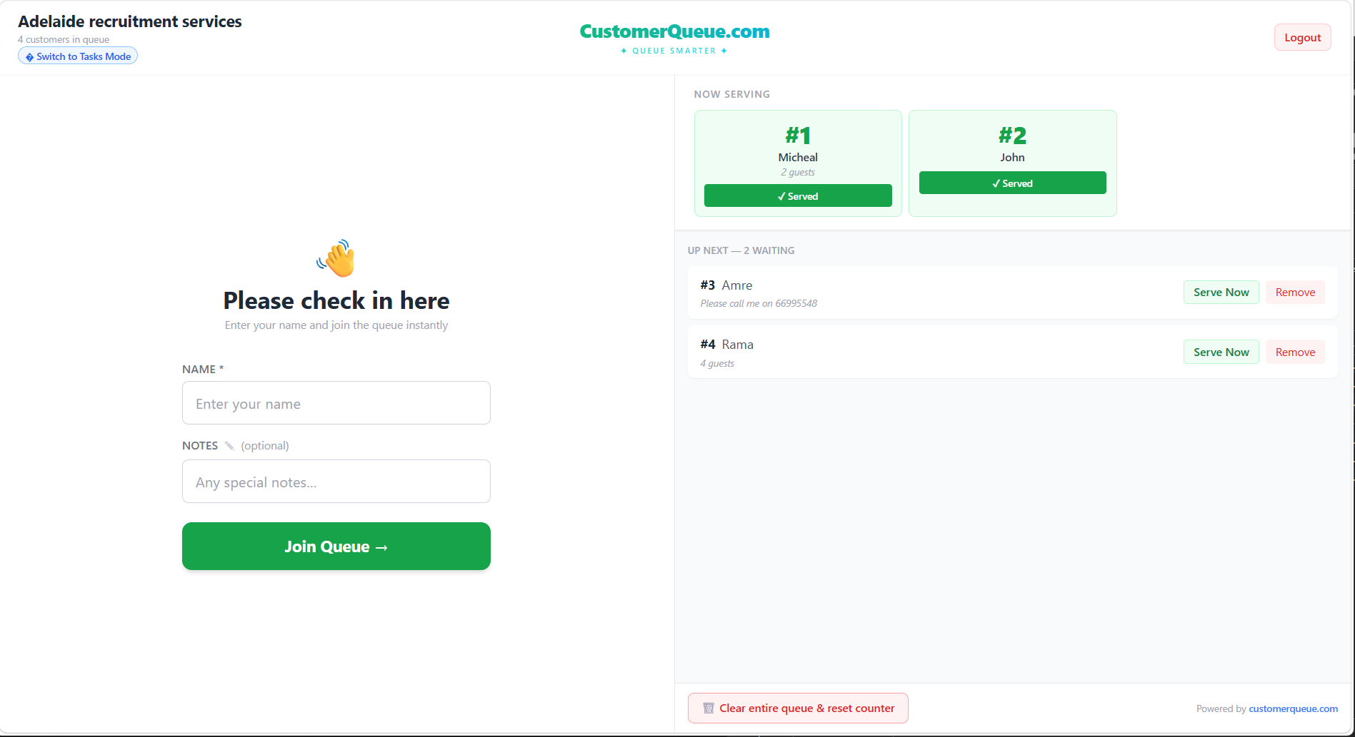 CustomerQueue — Queue & Task Management in One